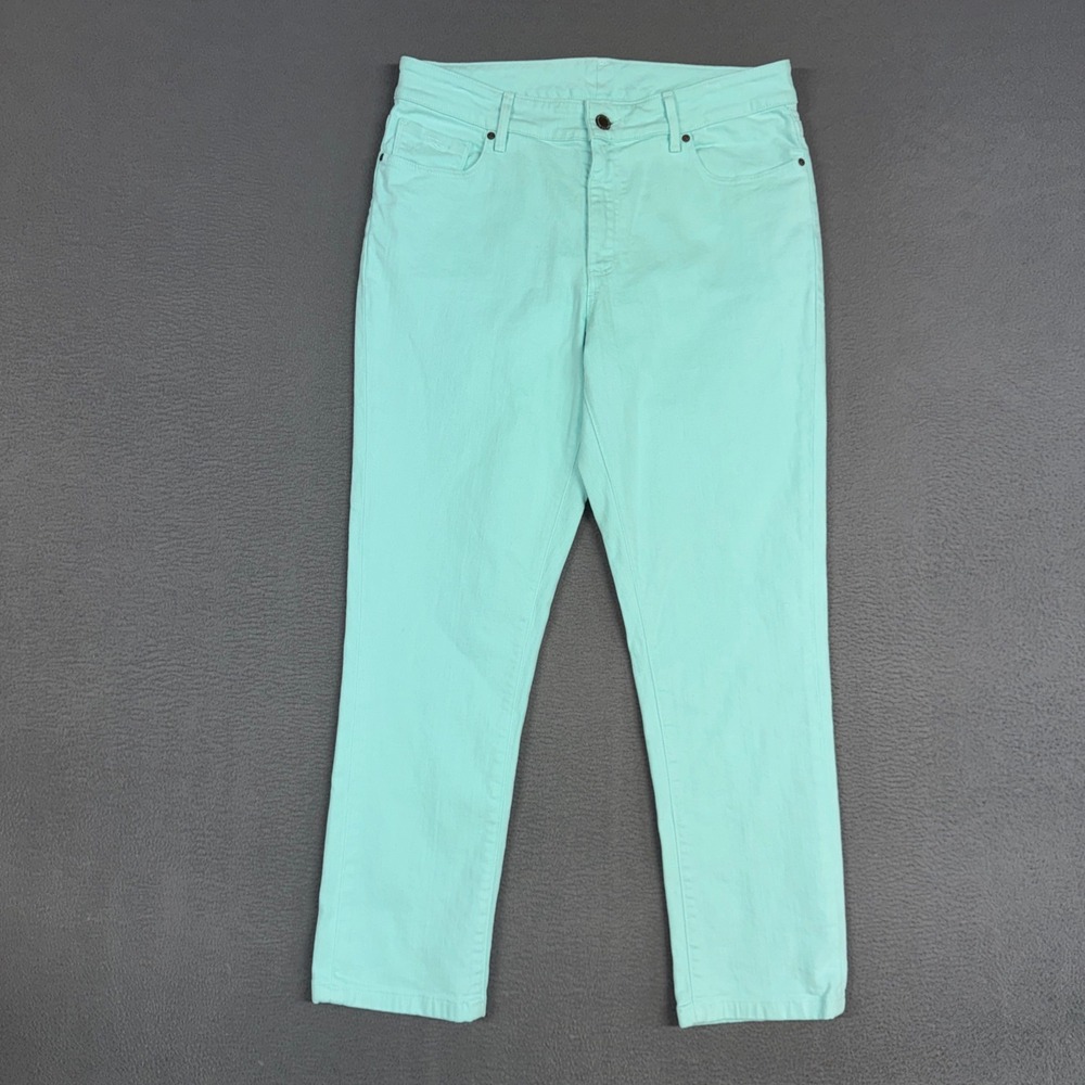 LL Bean Jeans Womens 10 Mint Green Favorite Fit Straight Leg Stretch Denim